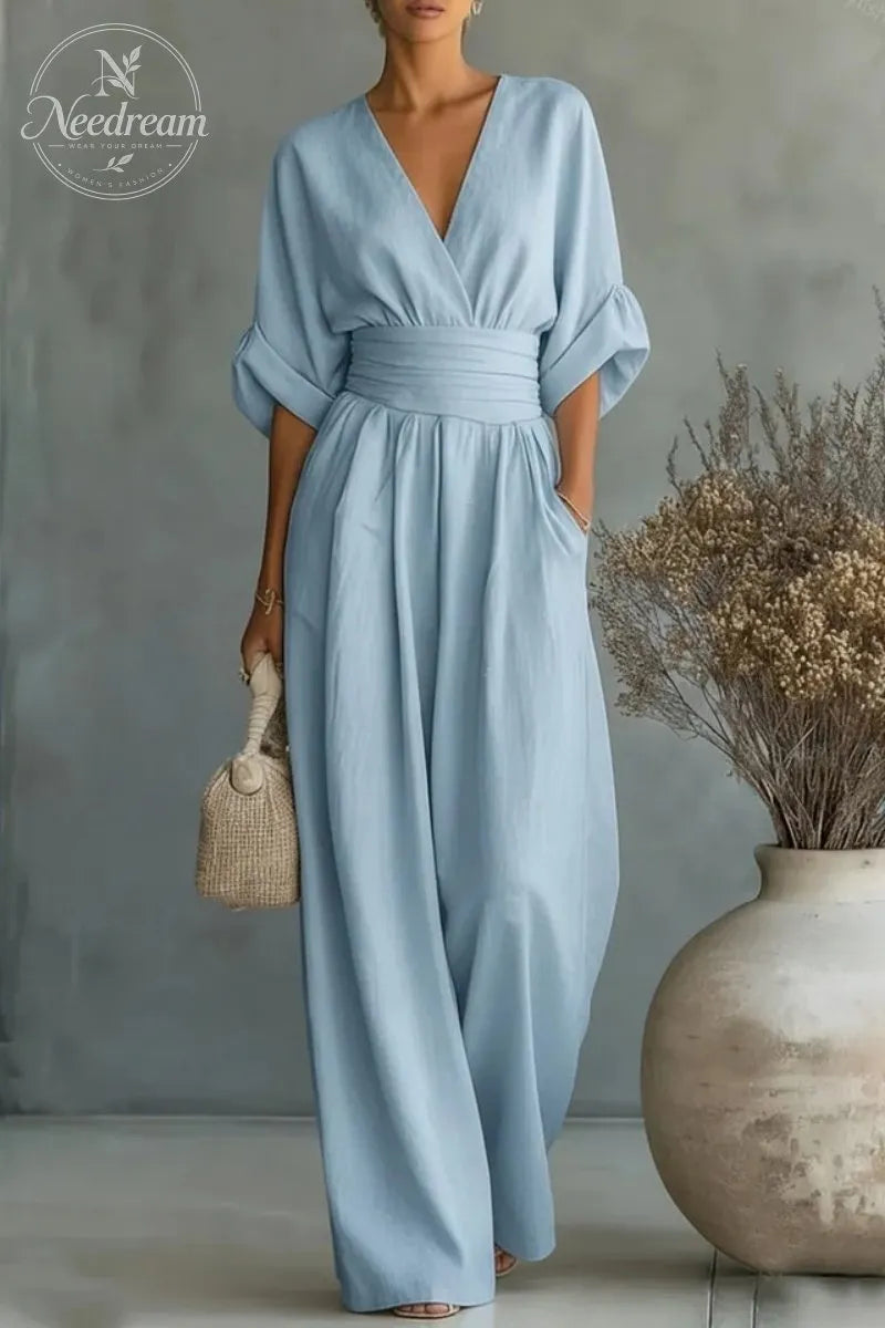 Fashion V-neck Waist Jumpsuit