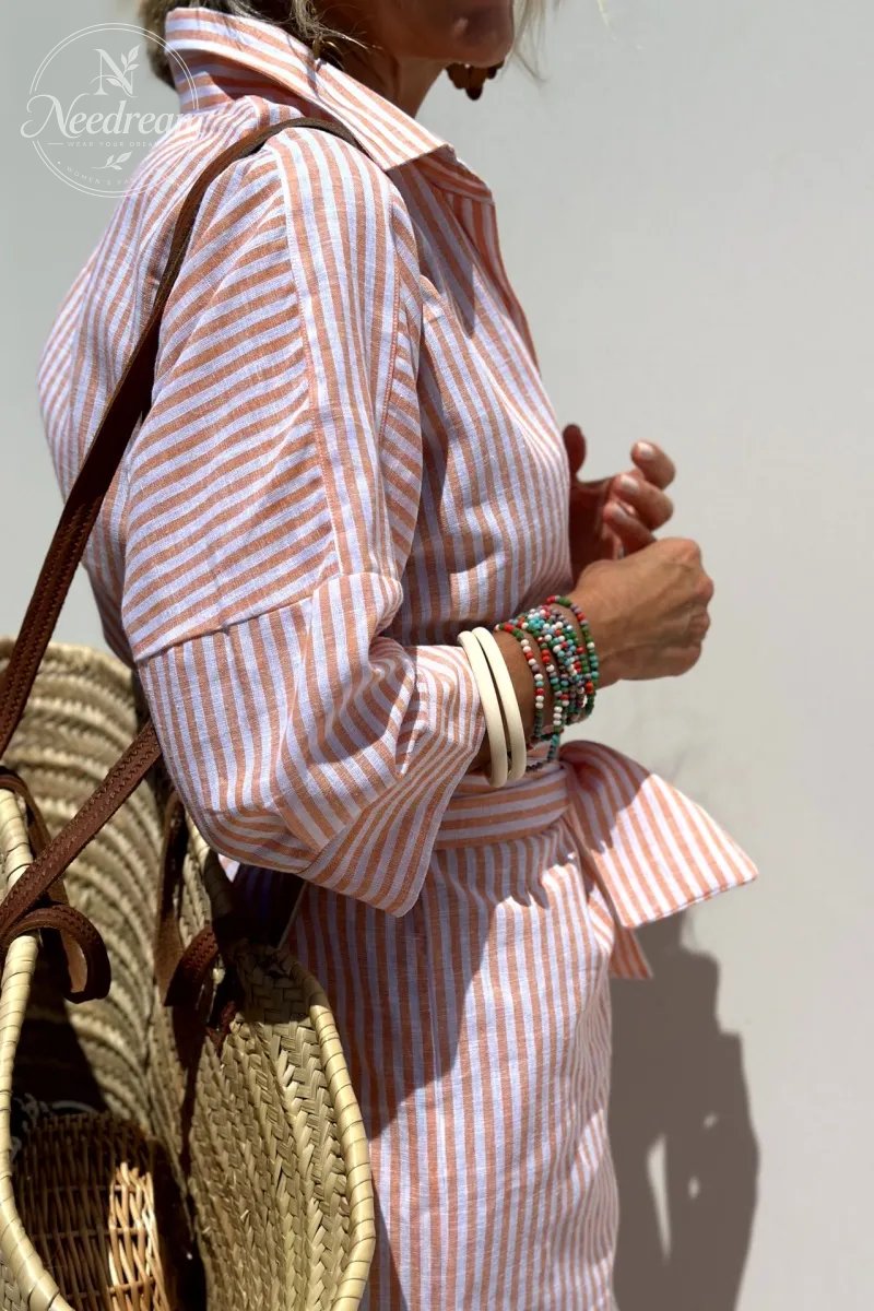 Keira Striped Cotton Shirt Dress