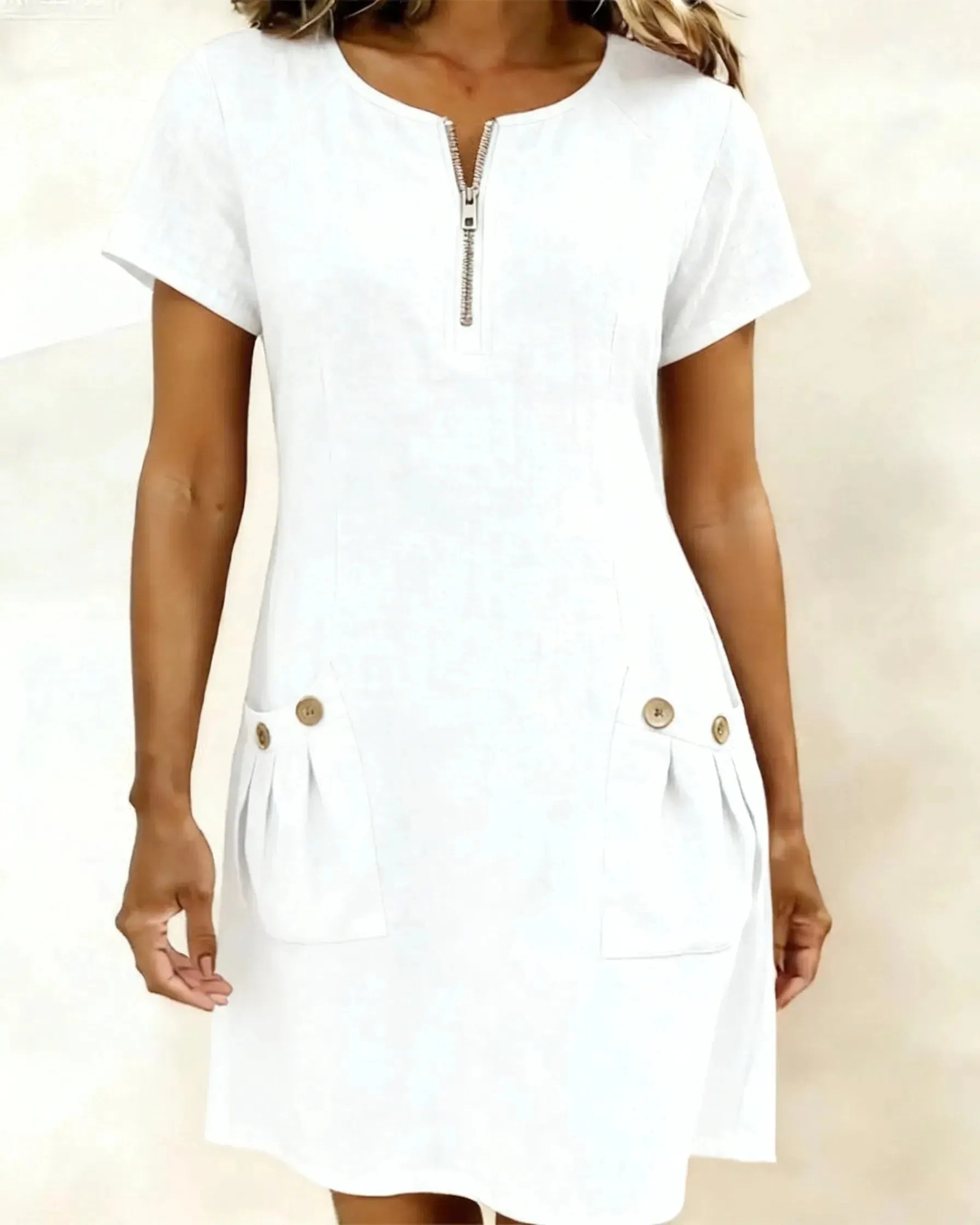 Cotton Linen Zipper Dress