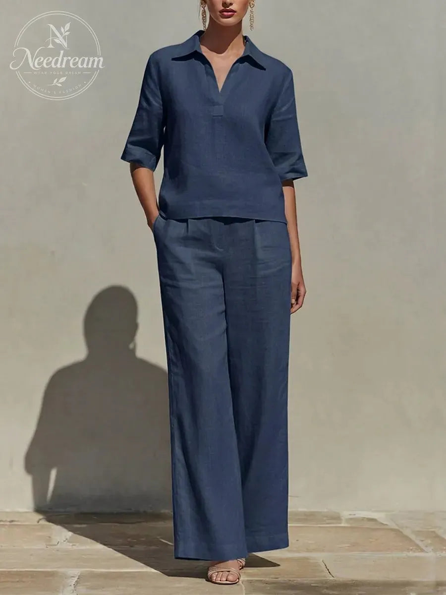 New Arrivals🔥Women's Solid Cotton Linen Two-Piece Set