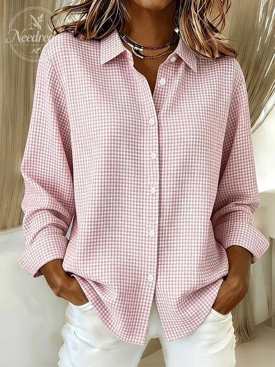 New Arrival🔥 Women's Casual Gingham Long Sleeve Button Down Shirt