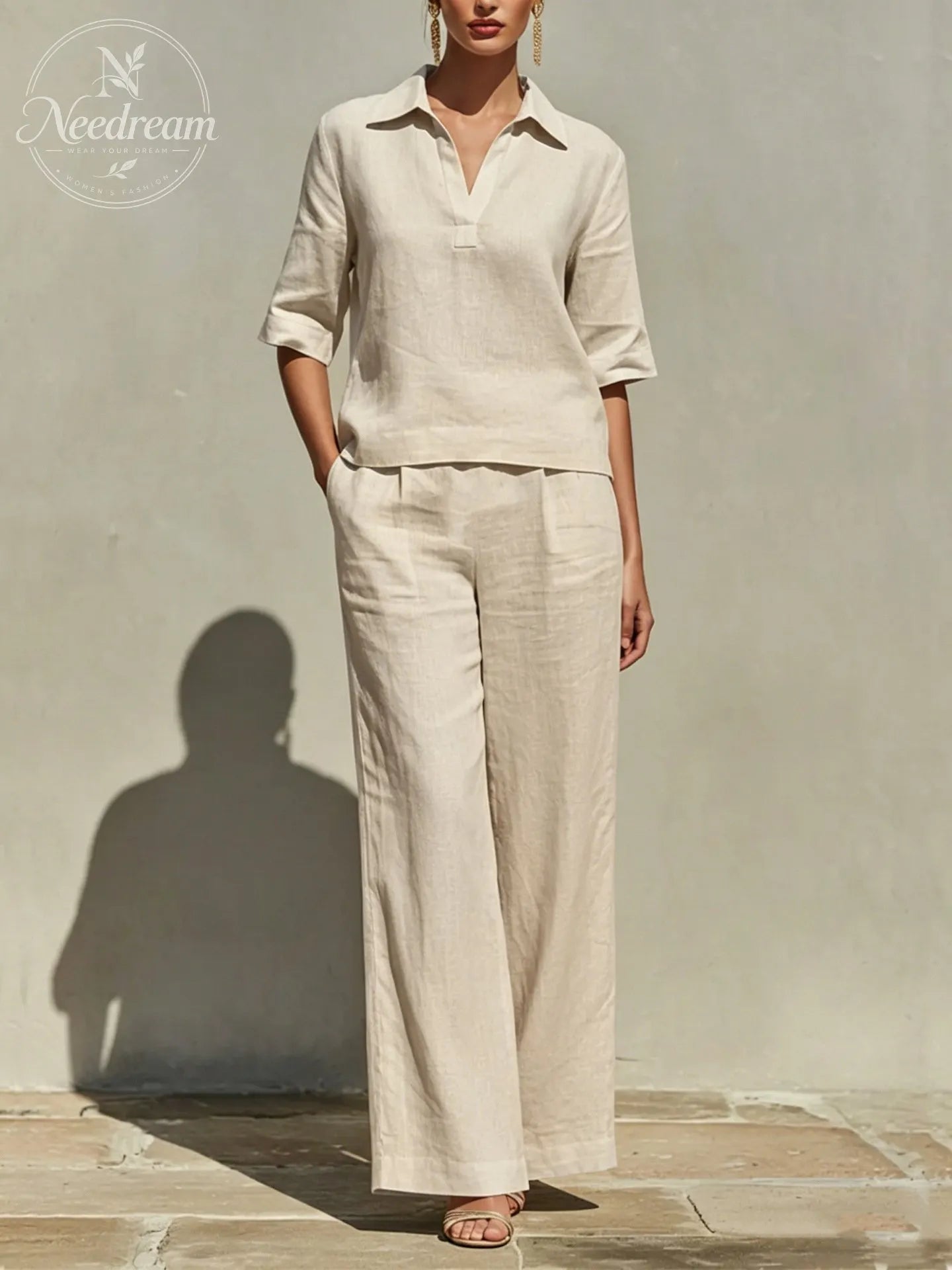 New Arrivals🔥Women's Solid Cotton Linen Two-Piece Set