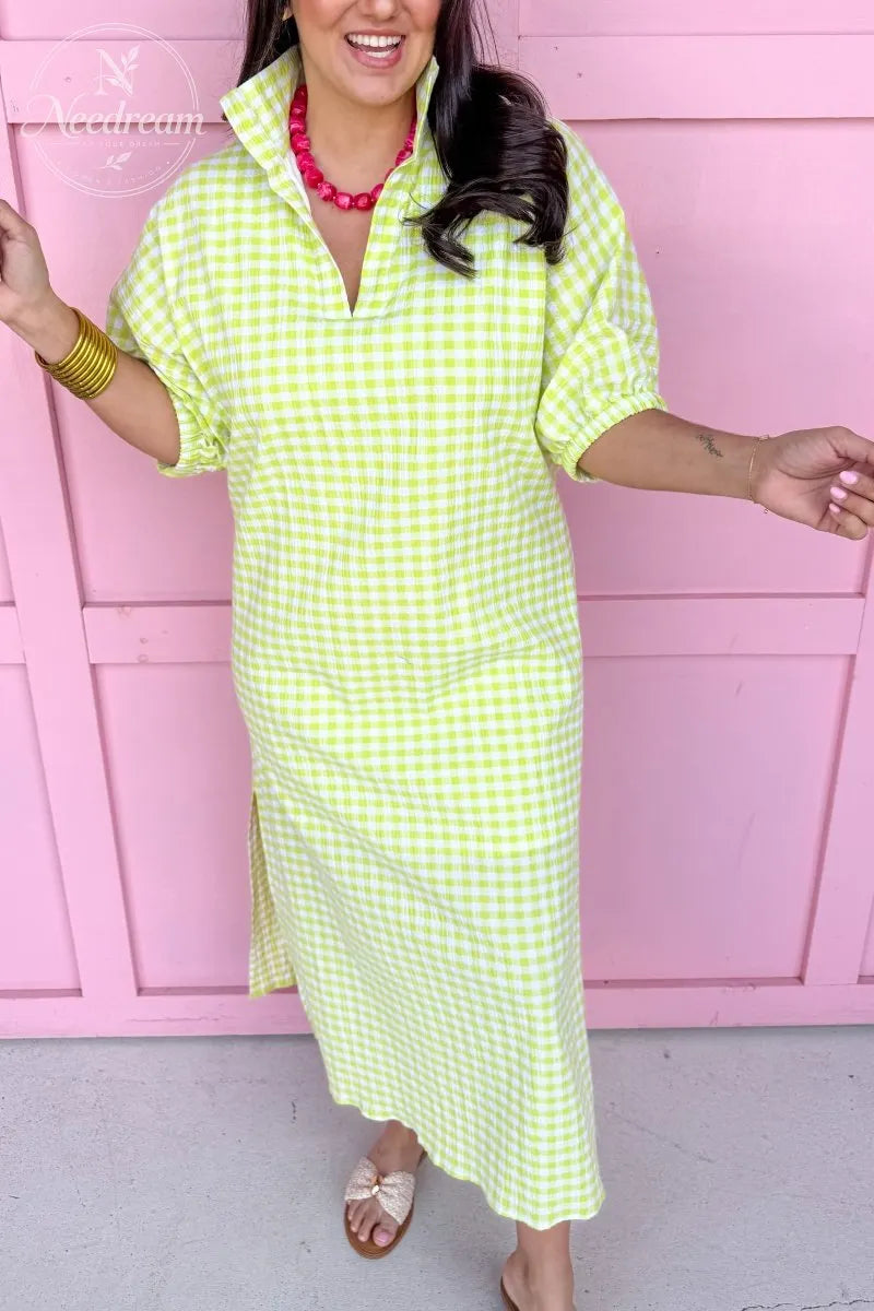 Blakely Dress - Limeade Gingham