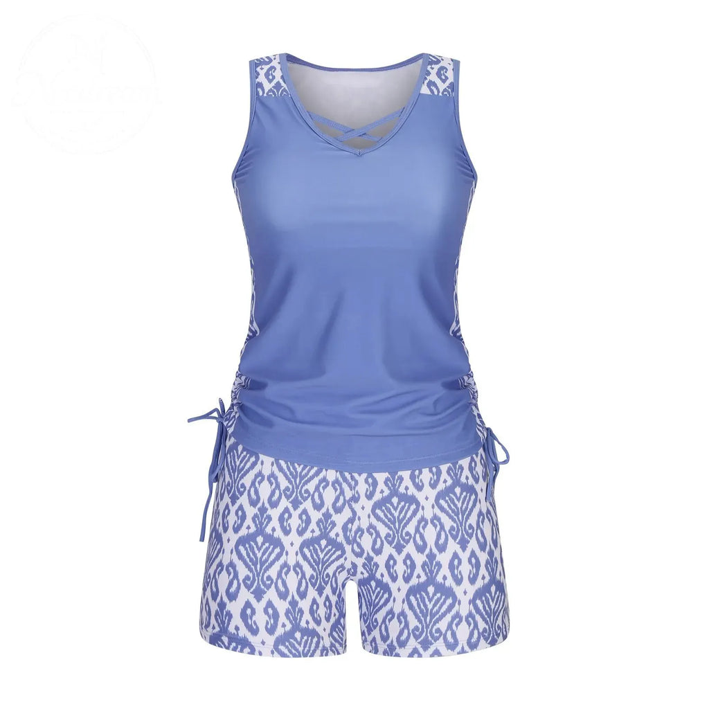 ⏰LAST DAY 60% OFF - Miraclesuit Women's Tummy Control Tankini Set with Built-In Bra – Flattering Boho Swimwear with Shorts