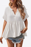 Summer Short-Sleeved Ruffled Babydoll Top