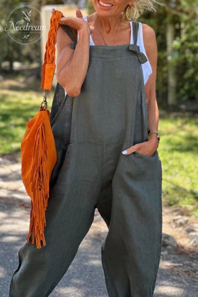 Linen Overalls With Pockets
