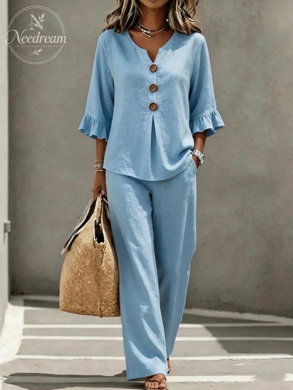 Isabelle Women's Casual Cotton Two-Piece Outfit