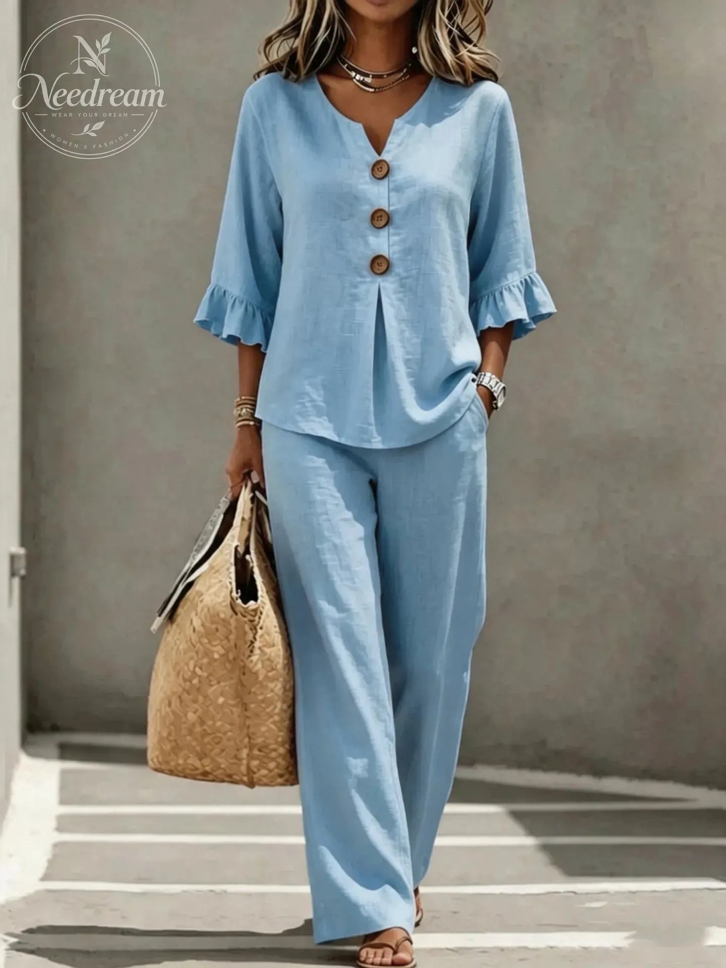 Isabelle Women's Casual Cotton Two-Piece Outfit