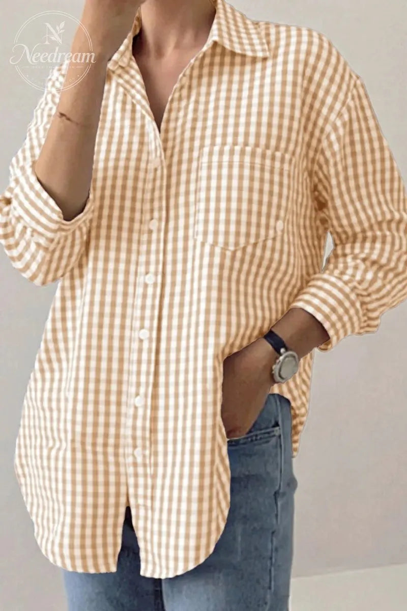 Women's Plain Button Front Drop Shoulder Shirt Blouse