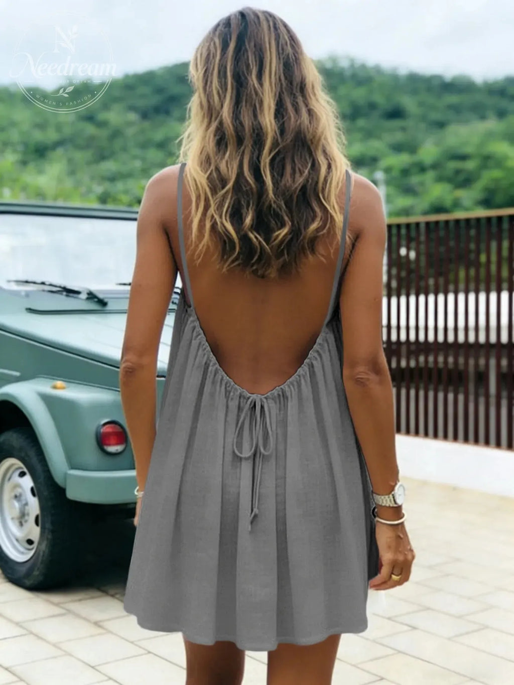 Women'S Solid-Color Camisole Loungewear, Elegant Sleeveless Mini Dress