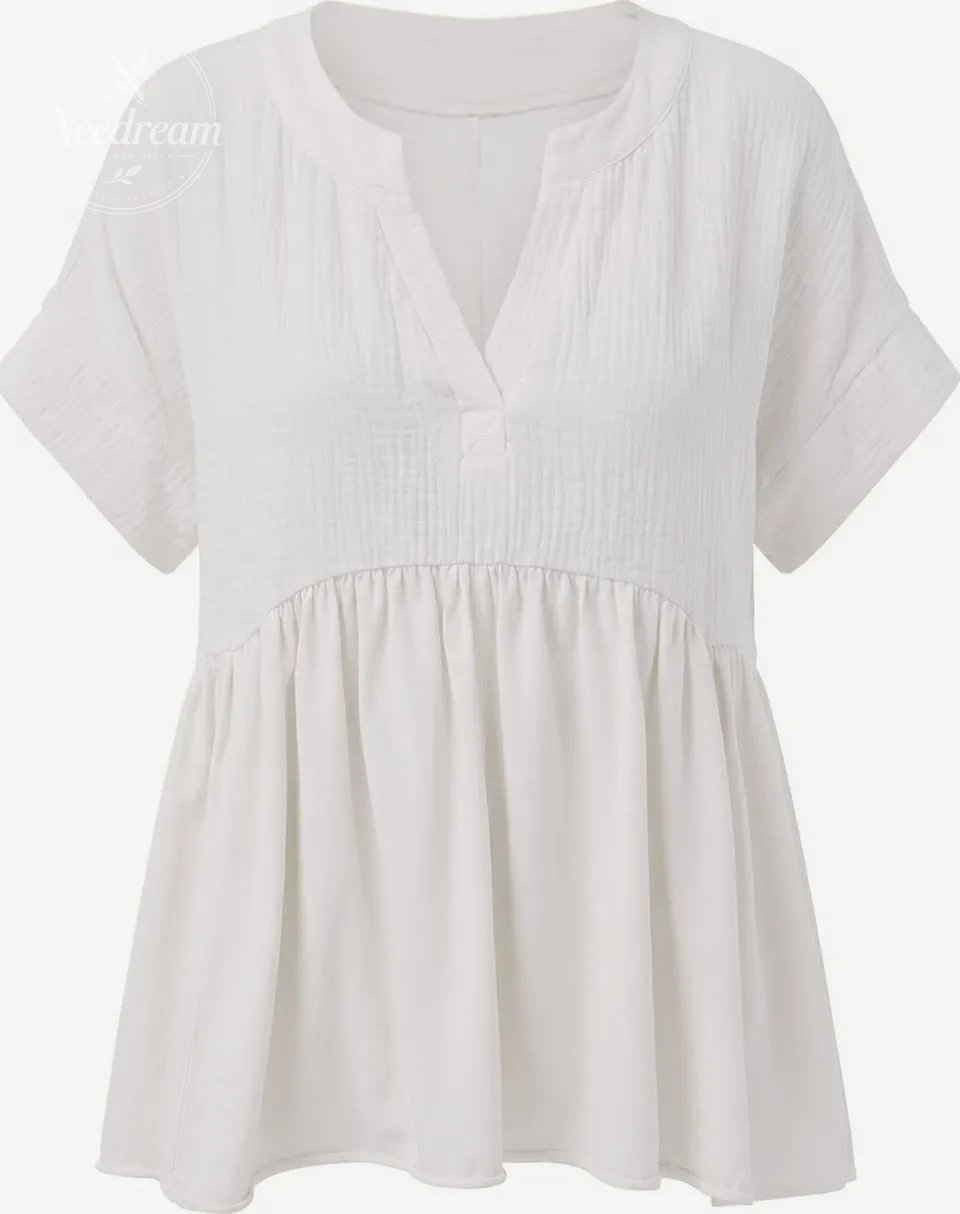 Summer Short-Sleeved Ruffled Babydoll Top
