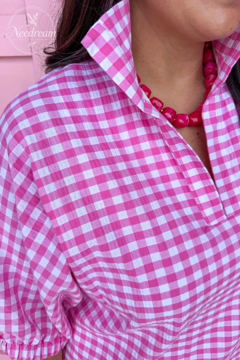 Blakely Dress - Pink Gingham