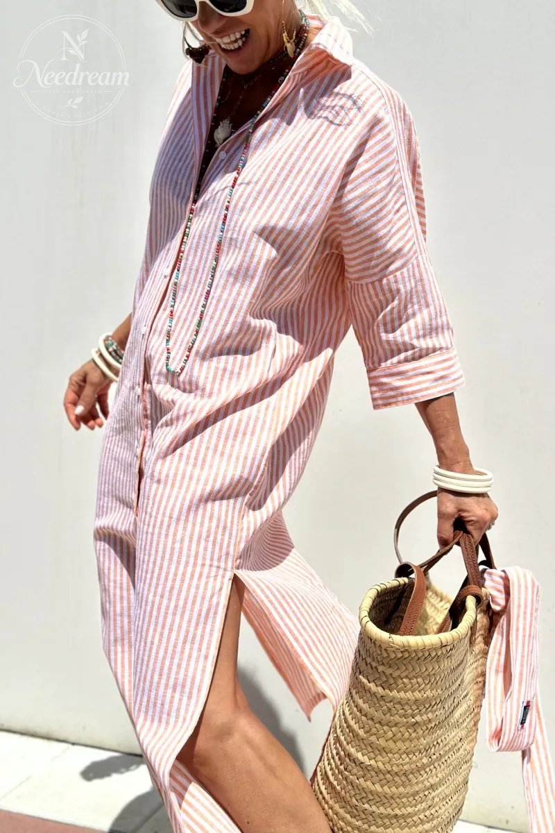 Keira Striped Cotton Shirt Dress