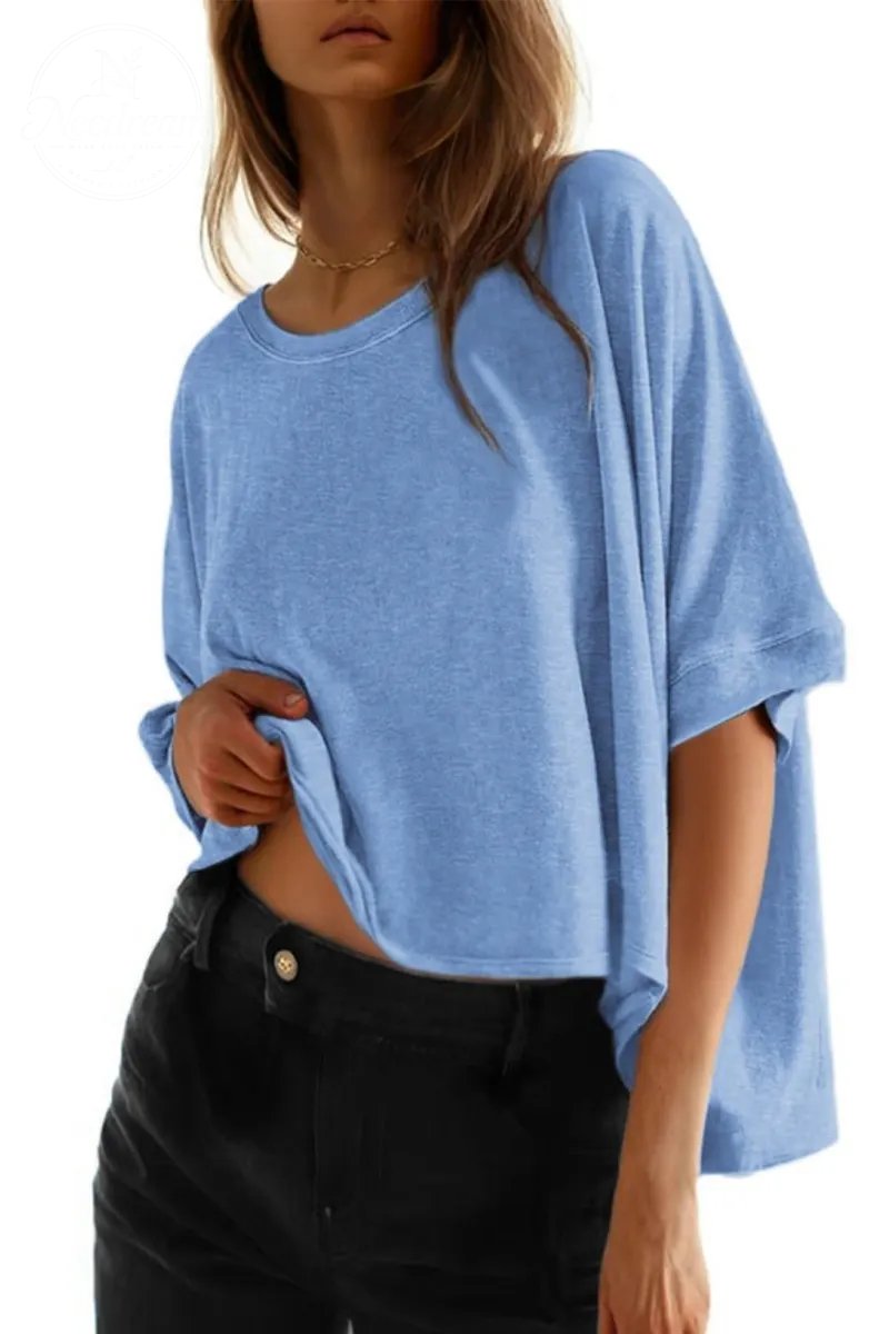 Womens Solid T Shirts for Women Loose Oversized Tops Basic Tee