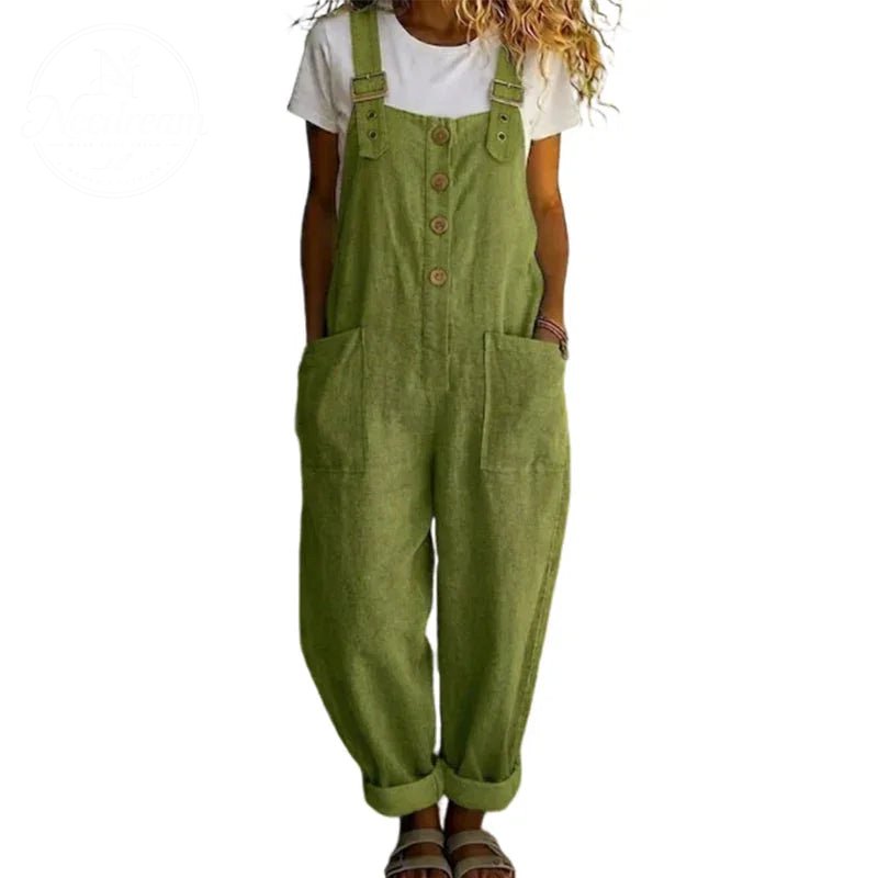 👖 LIMITED TIME 50% OFF! 🌿 Women's Casual Loose Fit Overalls – Button Front, Deep Pockets, Relaxed Style 🍃