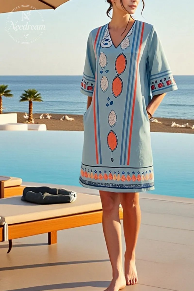 Bohemian Retro Loose Ethnic Style Vacation Dress