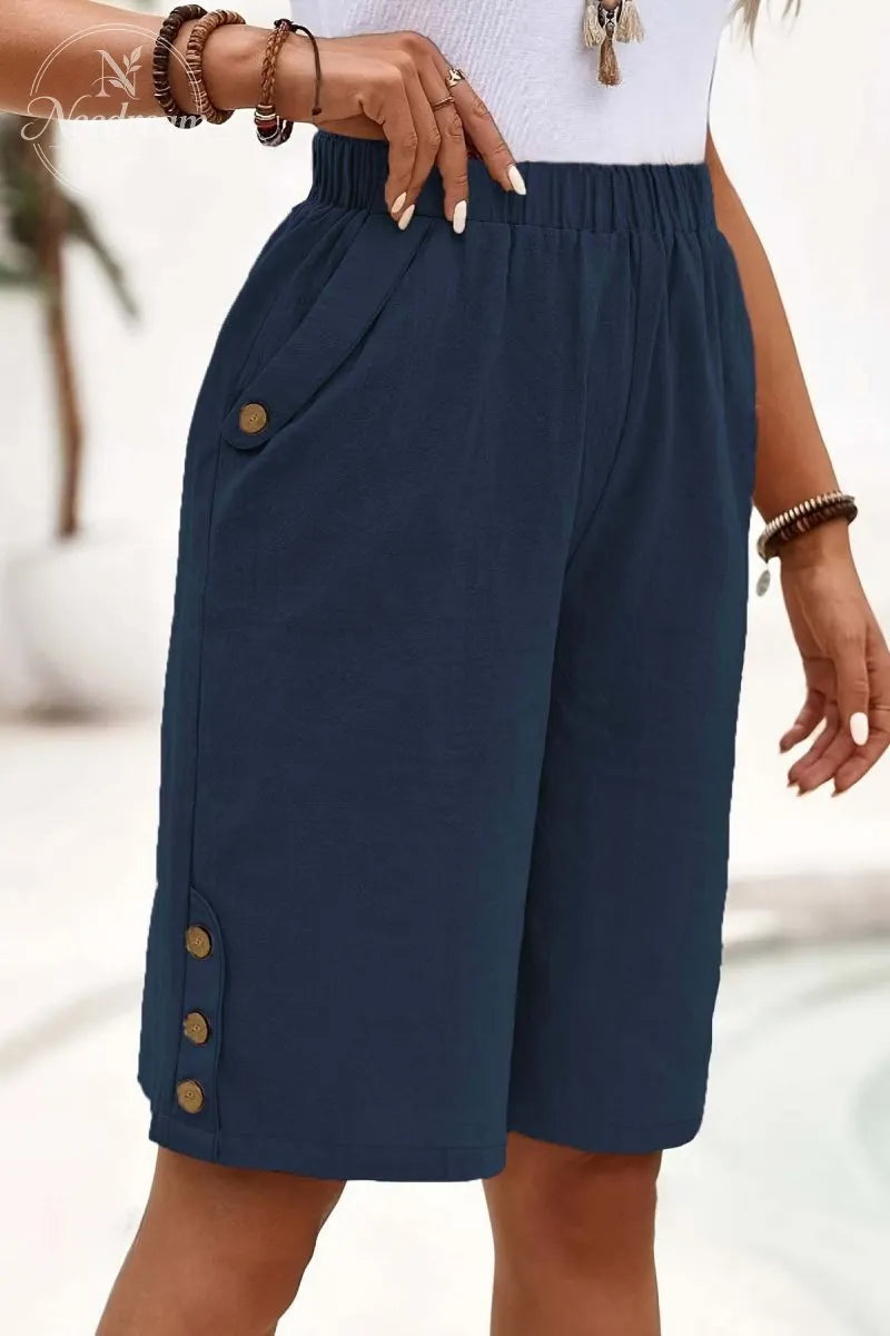 Elegant Solid Color Loose Pants