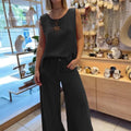Women's Fashion Casual Surface Trim V-Neck Pants Suit Two-Piece Set