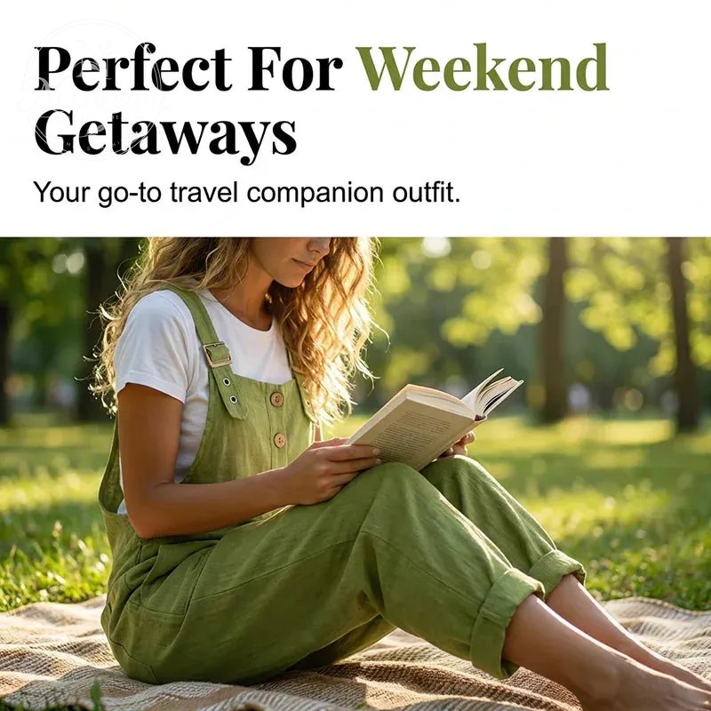 👖 LIMITED TIME 50% OFF! 🌿 Women's Casual Loose Fit Overalls – Button Front, Deep Pockets, Relaxed Style 🍃