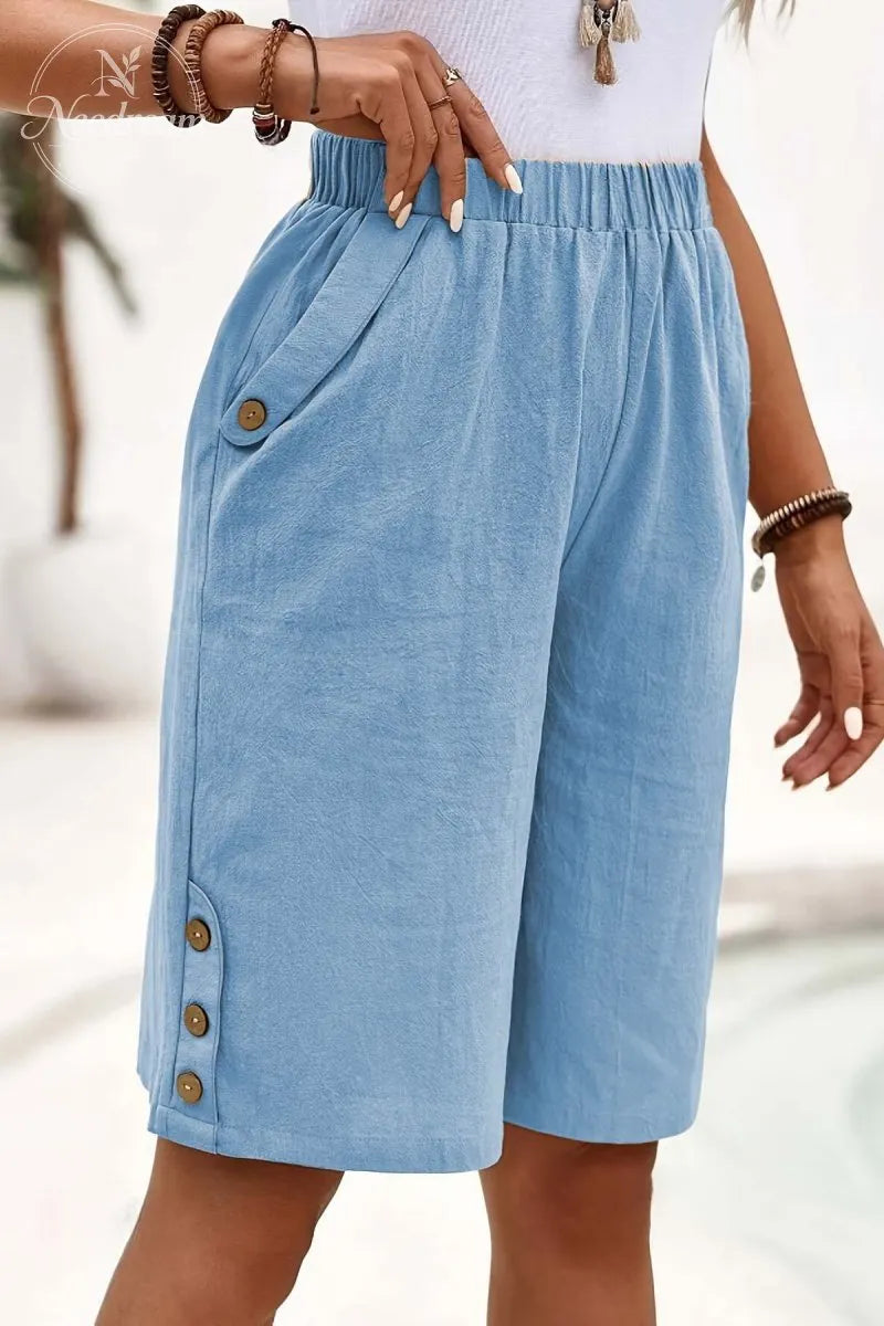 Elegant Solid Color Loose Pants
