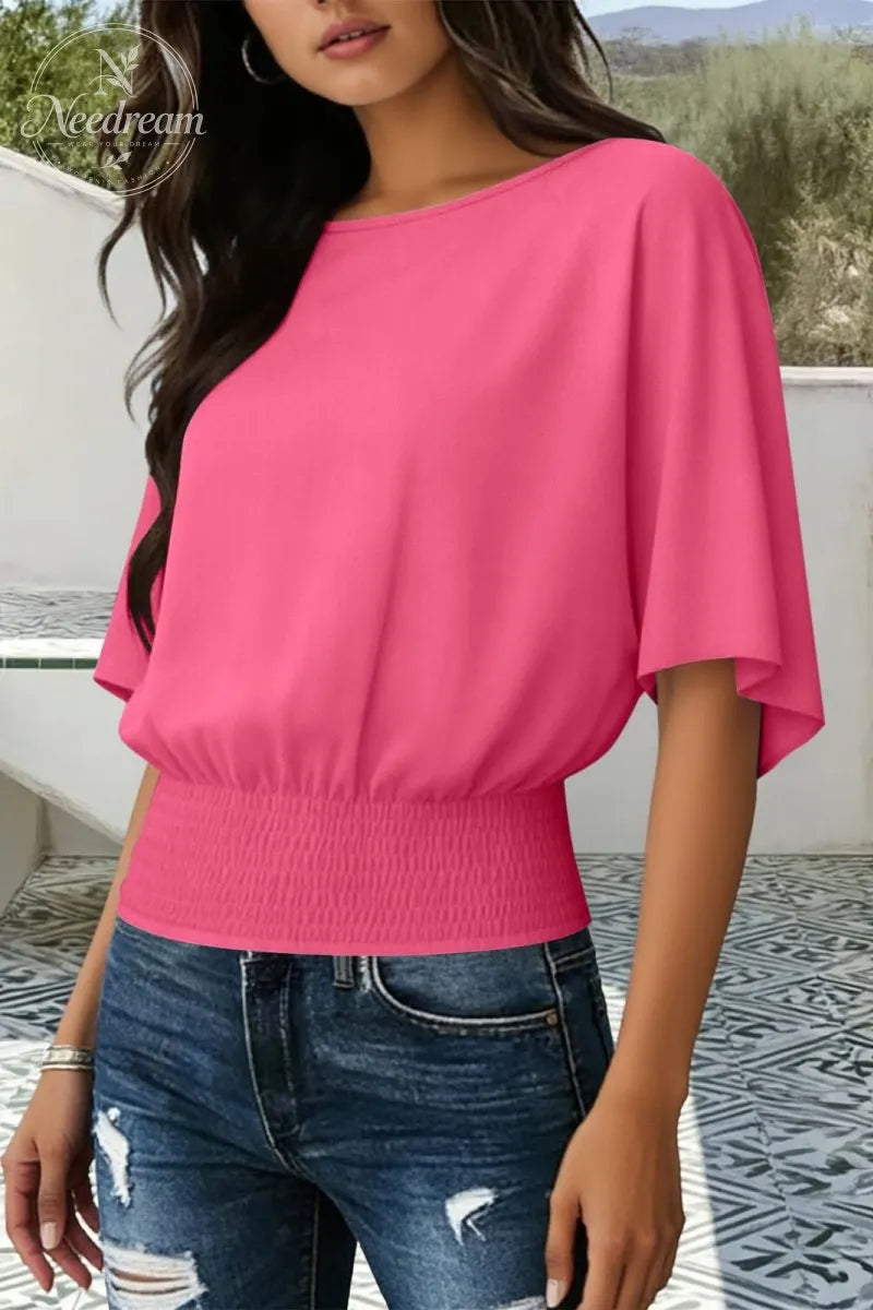 Cinched Flutter Sleeve Top
