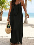 Women'S Solid-Color Camisole Loungewear, Elegant Sleeveless Maxi Dress