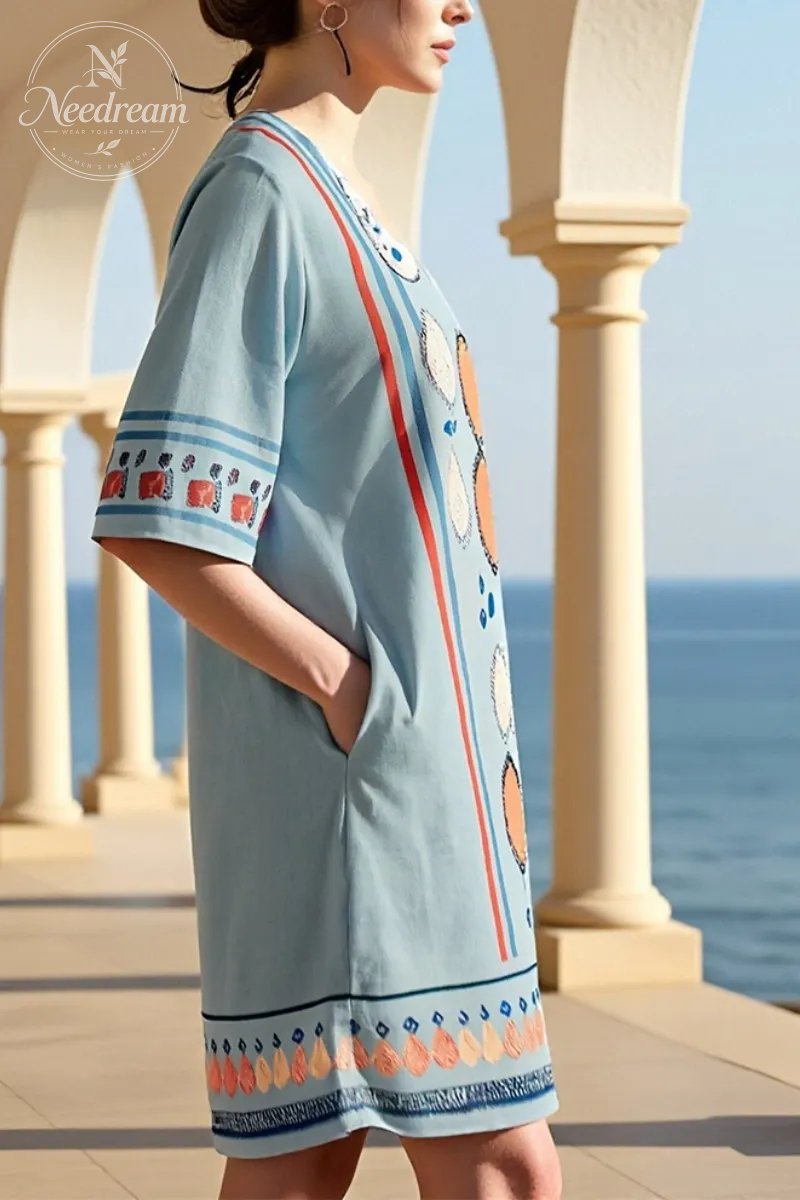 Bohemian Retro Loose Ethnic Style Vacation Dress