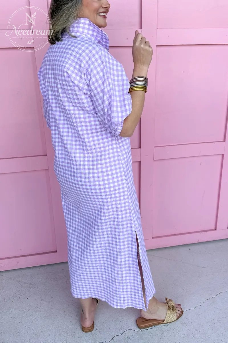 Blakely Dress - Purple Gingham