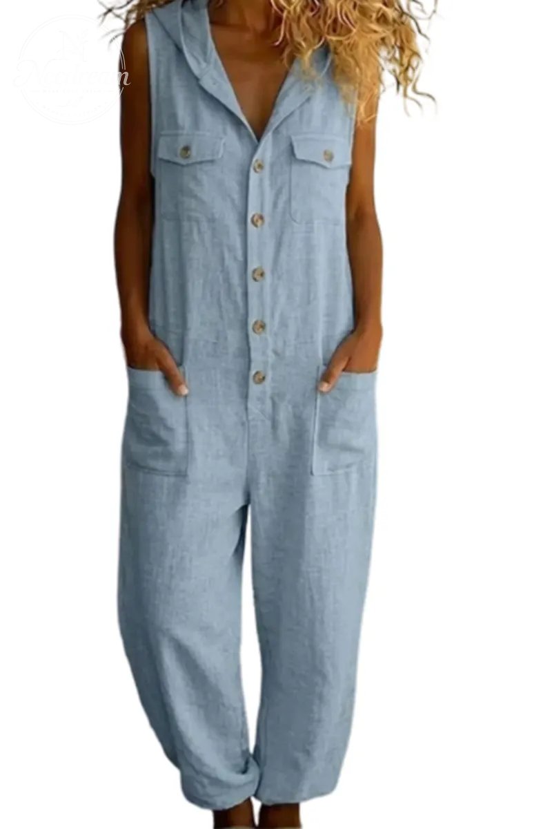 Casual Linen Sleeveless Women'S Hoodie