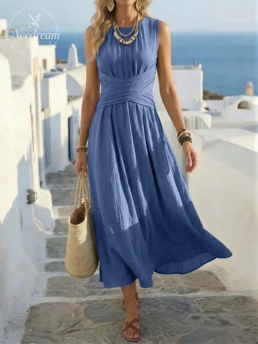 Women's Casual Sage Green Sleeveless Dress
