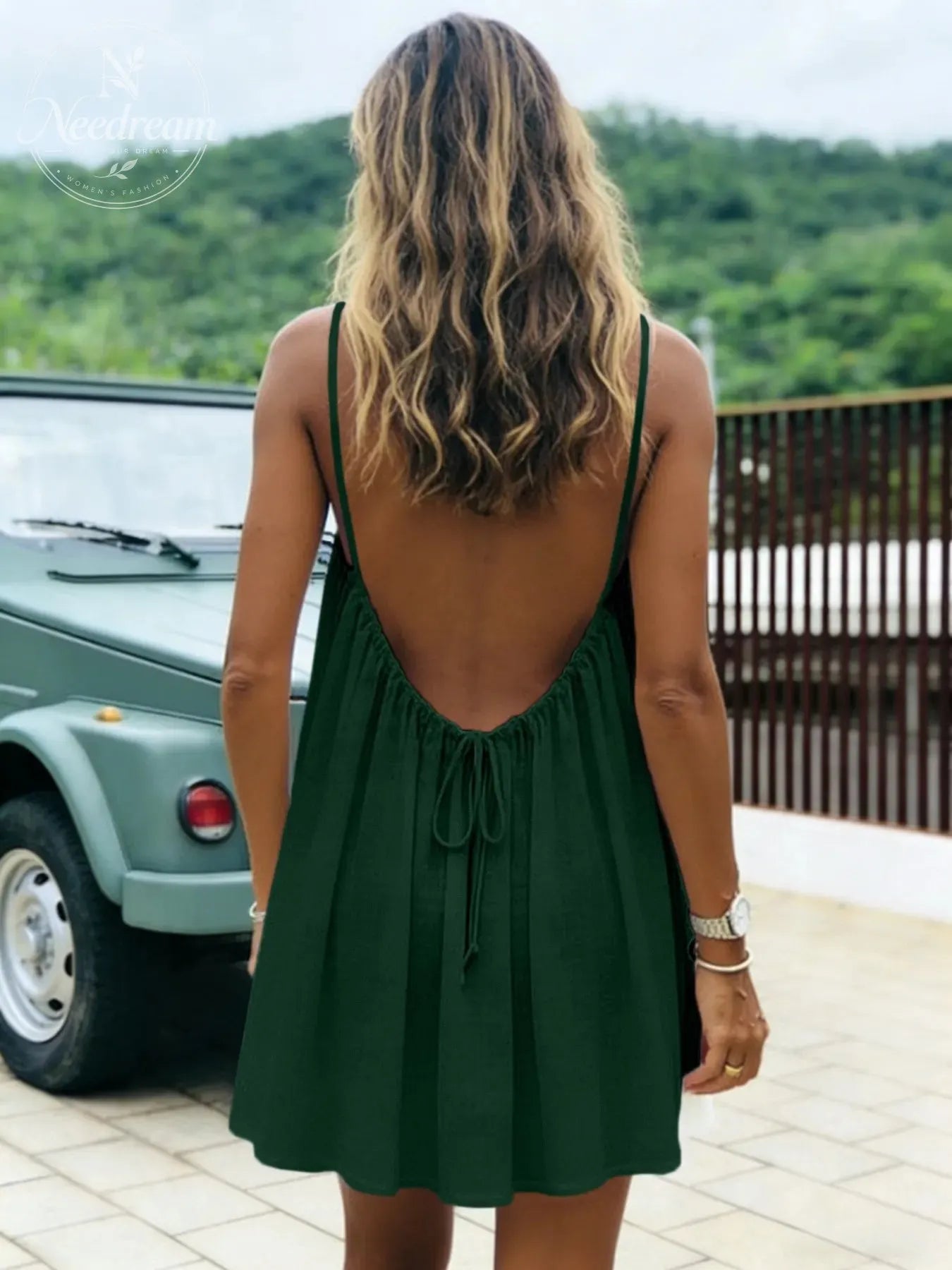 Women'S Solid-Color Camisole Loungewear, Elegant Sleeveless Mini Dress
