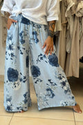 Bulgarian Printed Linen Wide-leg Pants
