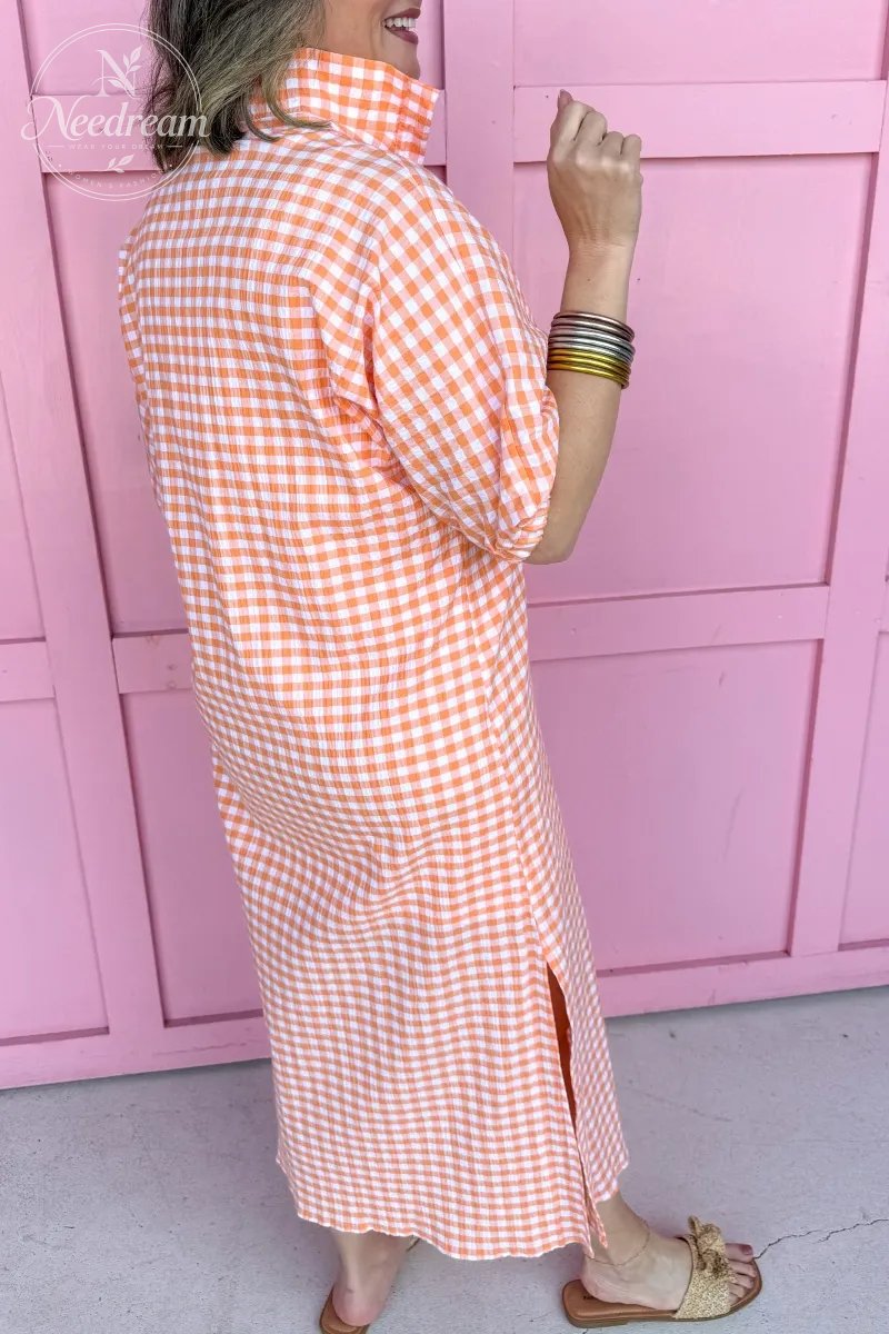 Blakely Dress - Orangesicle Gingham