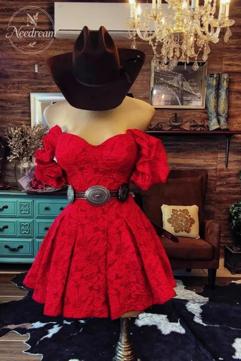 Off-the-shoulder Jacquard Mini Dress