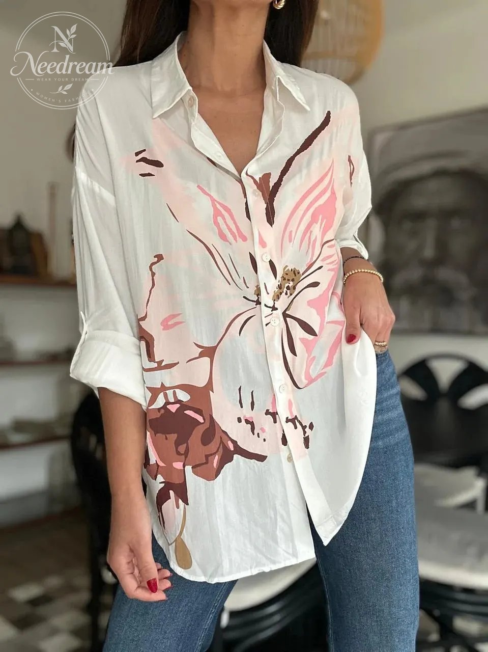 Autumn Breeze Oversized Floral Shirt (4 colors)