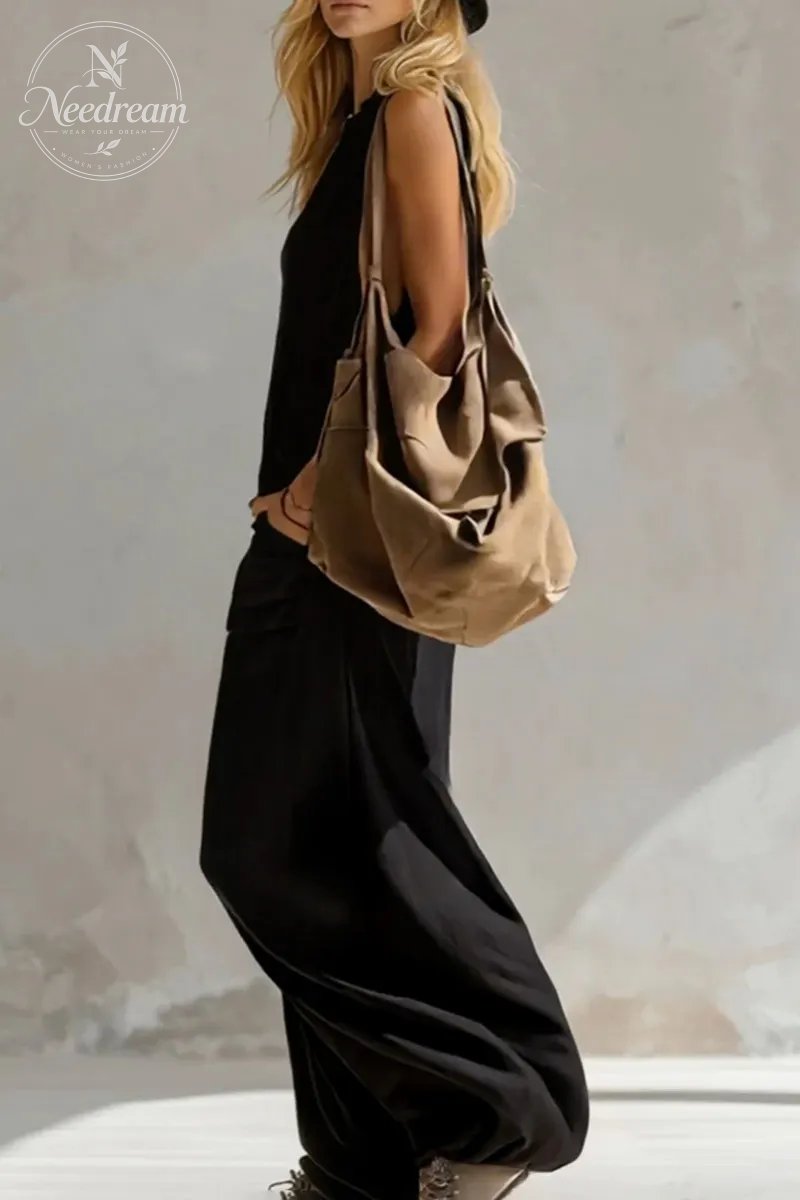 Women'S Sleeveless Wide-Leg Jumpsuit With Pockets