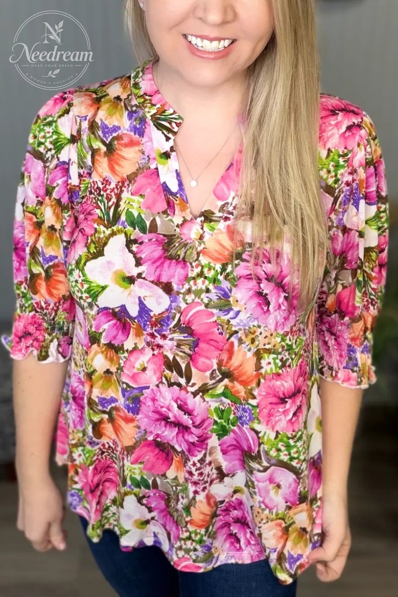 Lizzy Smock 3/4 Top