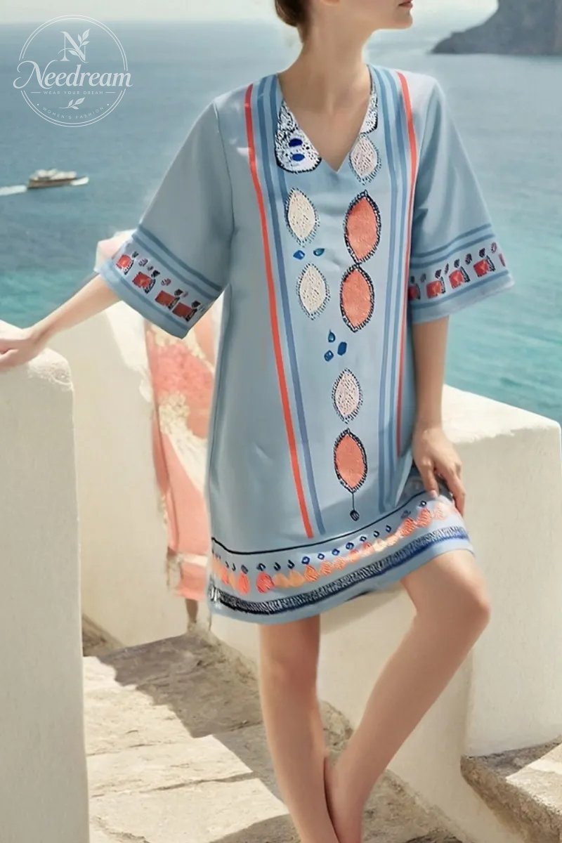 Bohemian Retro Loose Ethnic Style Vacation Dress