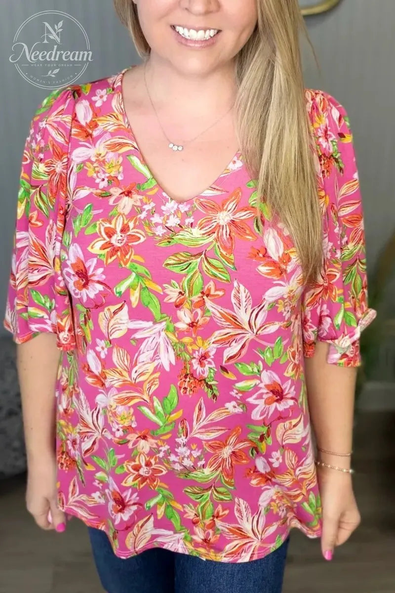 Slim-Fit Flowy Sleeve Top