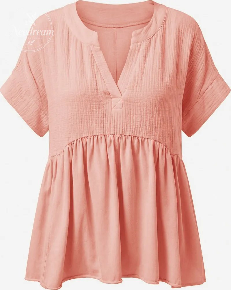 Summer Short-Sleeved Ruffled Babydoll Top