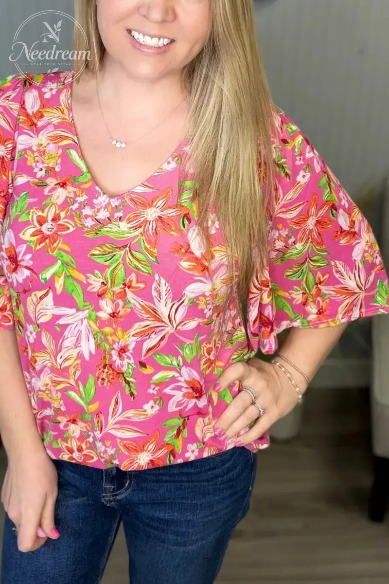 Slim-Fit Flowy Sleeve Top