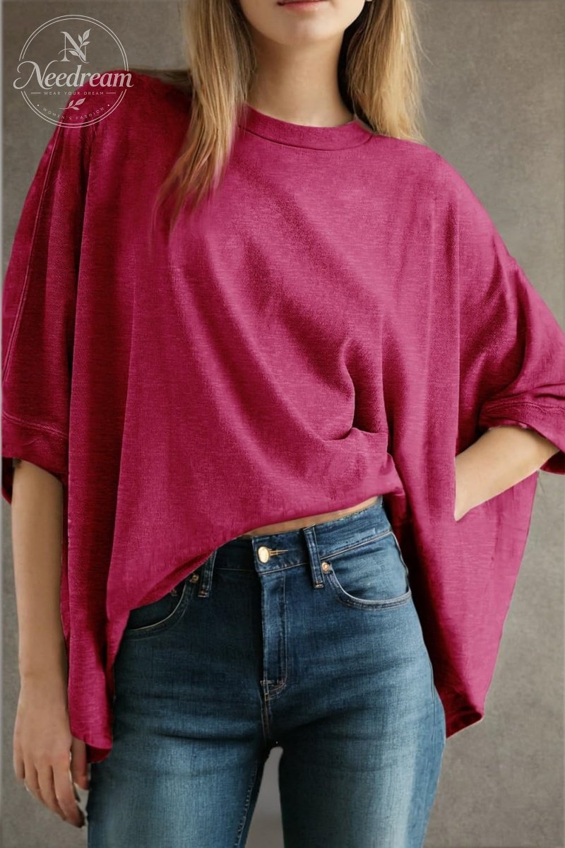 Womens Solid T Shirts for Women Loose Oversized Tops Basic Tee