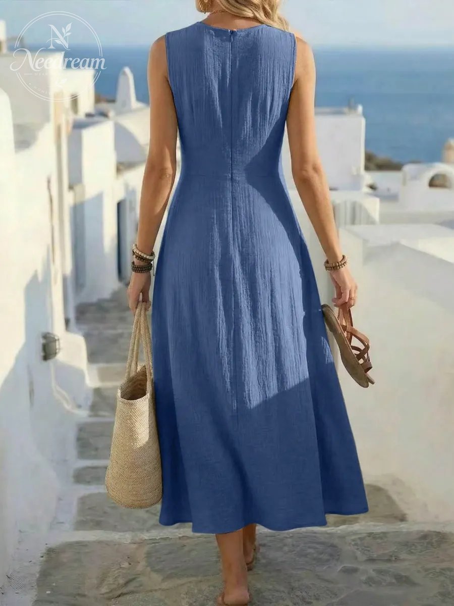 Women's Casual Sage Green Sleeveless Dress