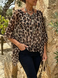 Women's Sheer Leopard Print Blouse