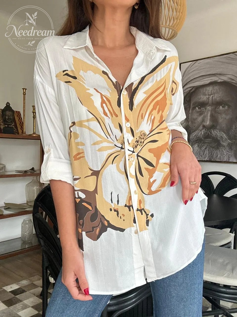 Autumn Breeze Oversized Floral Shirt (4 colors)