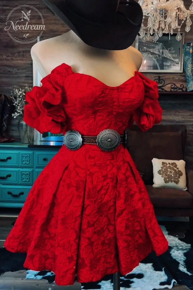 Off-the-shoulder Jacquard Mini Dress