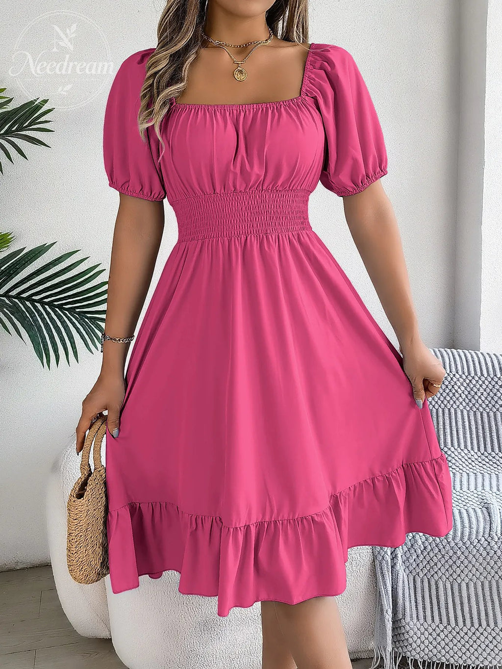 Summer Casual Ruffle Midi Dress