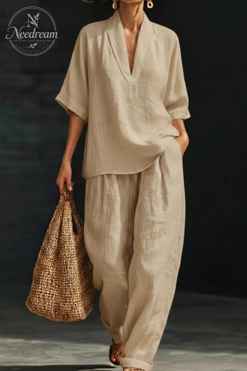 Women's Casual Cozy Minimalist Linen Two-piece Set