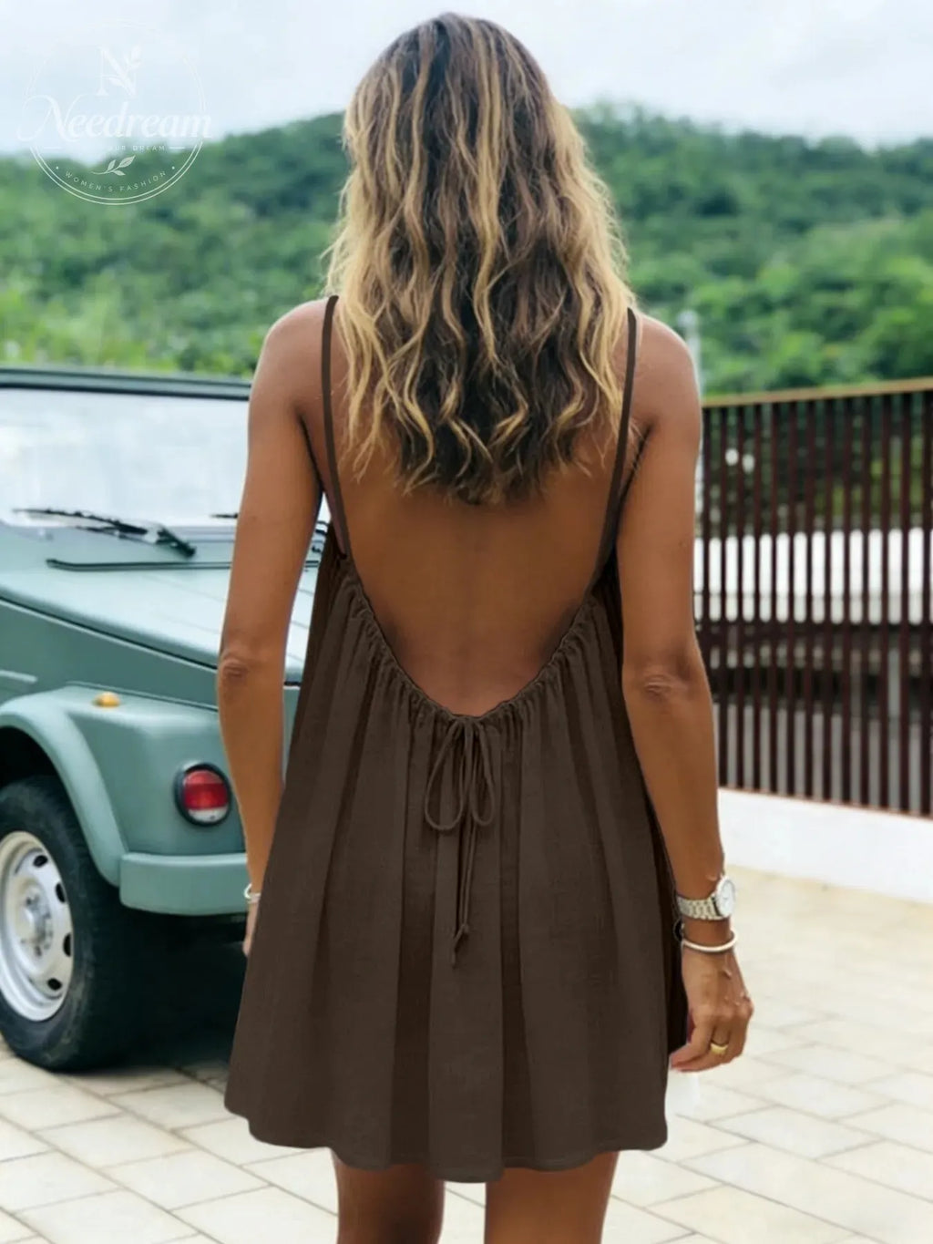 Women'S Solid-Color Camisole Loungewear, Elegant Sleeveless Mini Dress