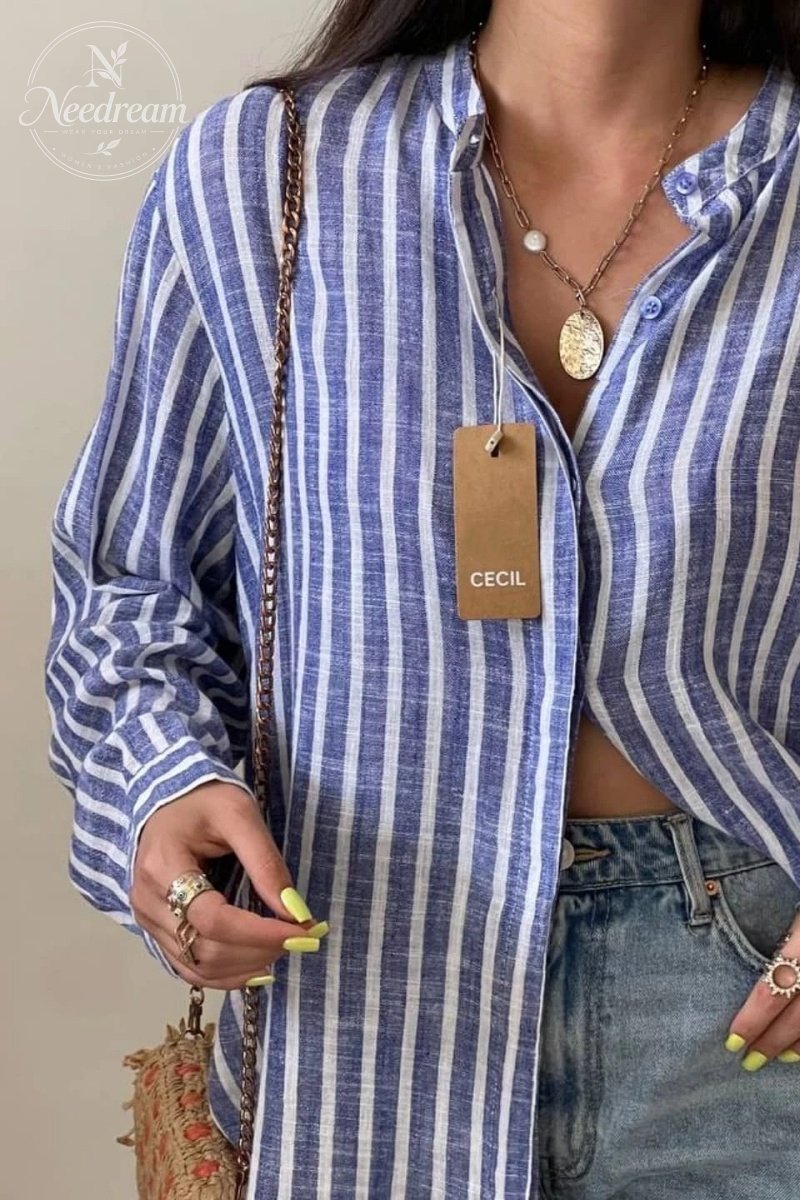 Striped Shirt With Buttons On The Side